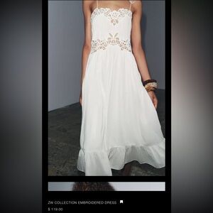 knee length dresses for ladies Zara Ivory White V Neck Textured Tiered Dress